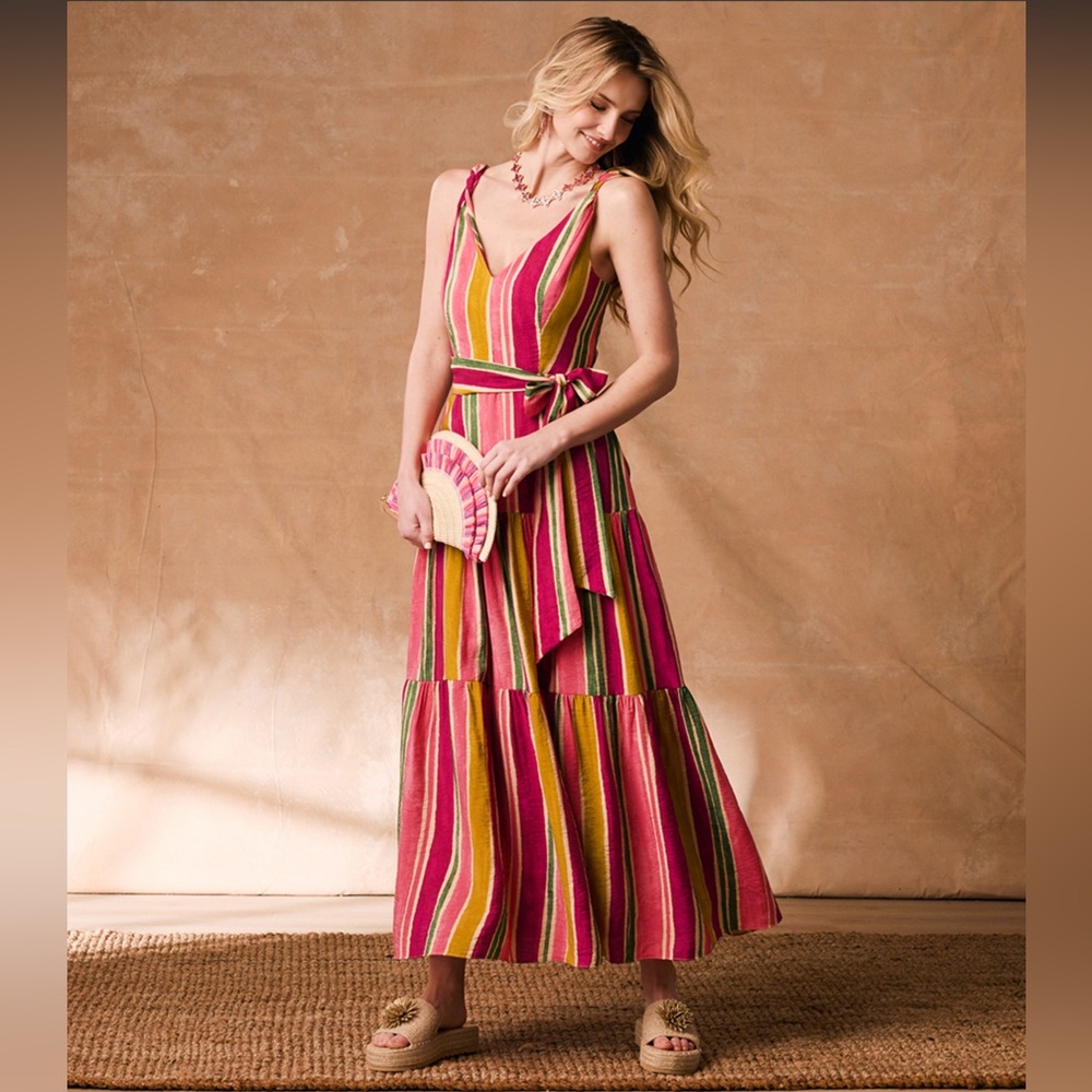 ZARR COLLECTION WOMENS V- NECK TIERED MAXI DRESS ( Sz 12)